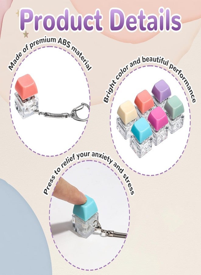 DEARIDAP 6 Pcs Keyboard Fidget Toys, Single-Key Keyboard Keychain Decompression Toys, Push Bubble Button Sensory Gifts for Stress and Anxiety Relieve (Macaron Colors) - Image 5